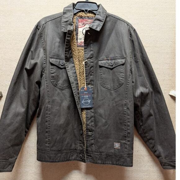 Weatherproof Vintage Men's Small Waxed Sherpa Lined Chore Trucker Jacket Farm